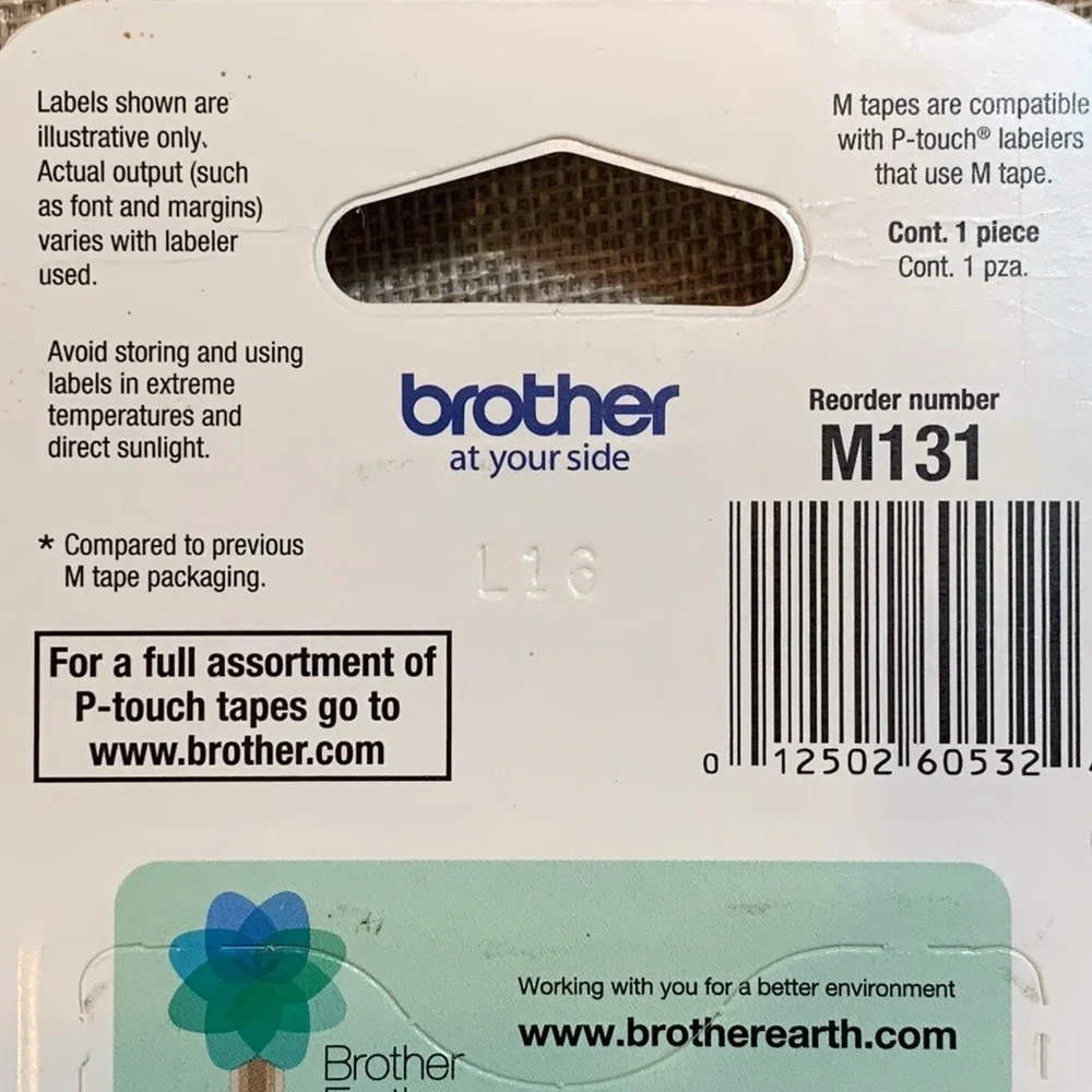 Brother P-Touch M-131 Tape: Black Print on Clear 1/2 Inch Wide